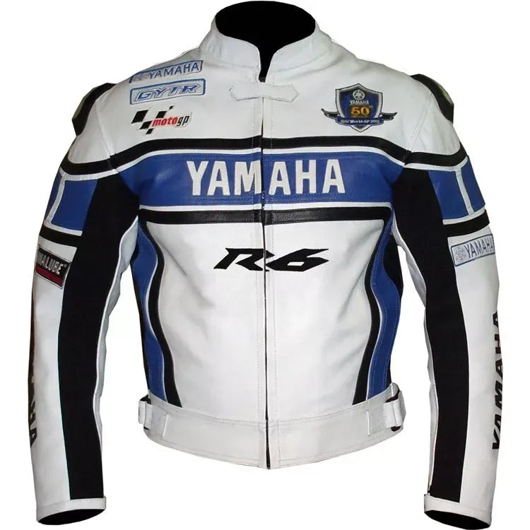 Yamaha Racing R6 Motorbike Jacket Genuine Leather Biker Jacket