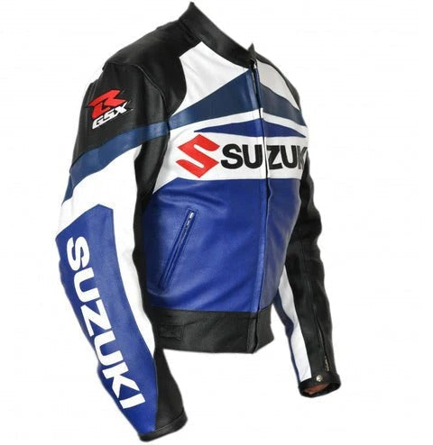 Trending Suzuki Gsxr Motorcycle Blue Leather moto Jacket