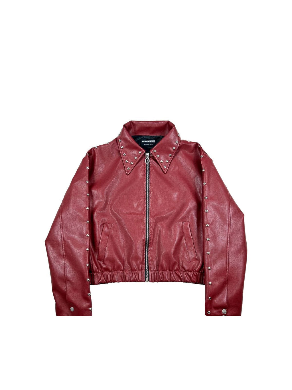 Ironbite Jacket – Burgundy Studded Cropped Boxy Fit  Jacket I XOVRA