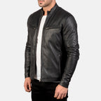 Ionic Black Leather Jacket for men's