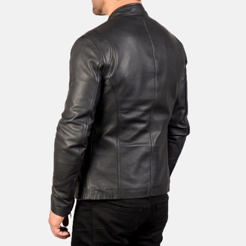 Ionic Black Leather Jacket for men's