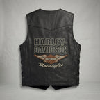 Men’s Harley-Style Leather Biker Vest – Real Leather Club Cut Snap Button