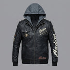 Men’s Indian-Style Leather Biker Jacket – Real Leather Hooded Moto Bomber
