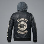 Men’s Indian-Style Leather Biker Jacket – Real Leather Hooded Moto Bomber