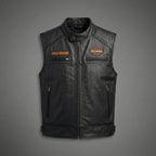 Men’s Harley-Style Leather Roadster Vest – Premium Black Top-Grain