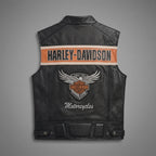 Men’s Harley-Style Leather Roadster Vest – Premium Black Top-Grain