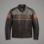 Heritage Racing Brown Leather Biker Jacket – Classic Harley Moto Style