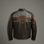 Heritage Racing Brown Leather Biker Jacket – Classic Harley Moto Style