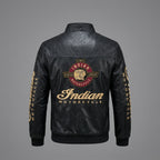 Men’s Indian-Style Leather Racing Jacket – Premium Black Moto Bomber