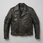 Men’s Indian-Style Leather Racing Jacket – Red & Black Moto Bomber