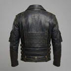 Men’s Indian-Style Leather Racing Jacket – Red & Black Moto Bomber