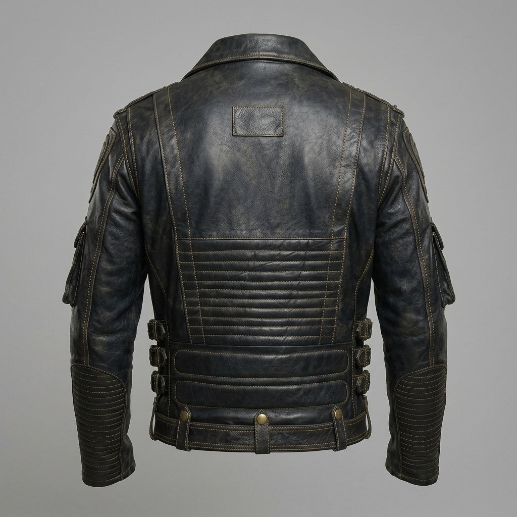 Men’s Indian-Style Leather Racing Jacket – Red & Black Moto Bomber