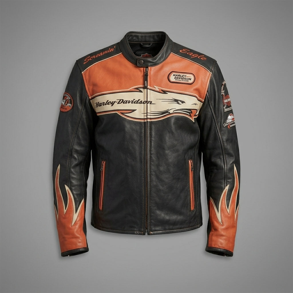 Harley Davidson Screamin Eagle Vintage Racing Leather Jacket