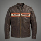 Men’s Harley Two-Tone Leather Biker Jacket – Brown & Black