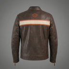 Men’s Harley Two-Tone Leather Biker Jacket – Brown & Black