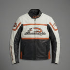 Men’s Limited Edition Leather Racing Jacket – Contrast Panel Moto Style