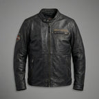Men’s Vintage Harley-Style Leather Moto Jacket – Anniversary Graphic Edition