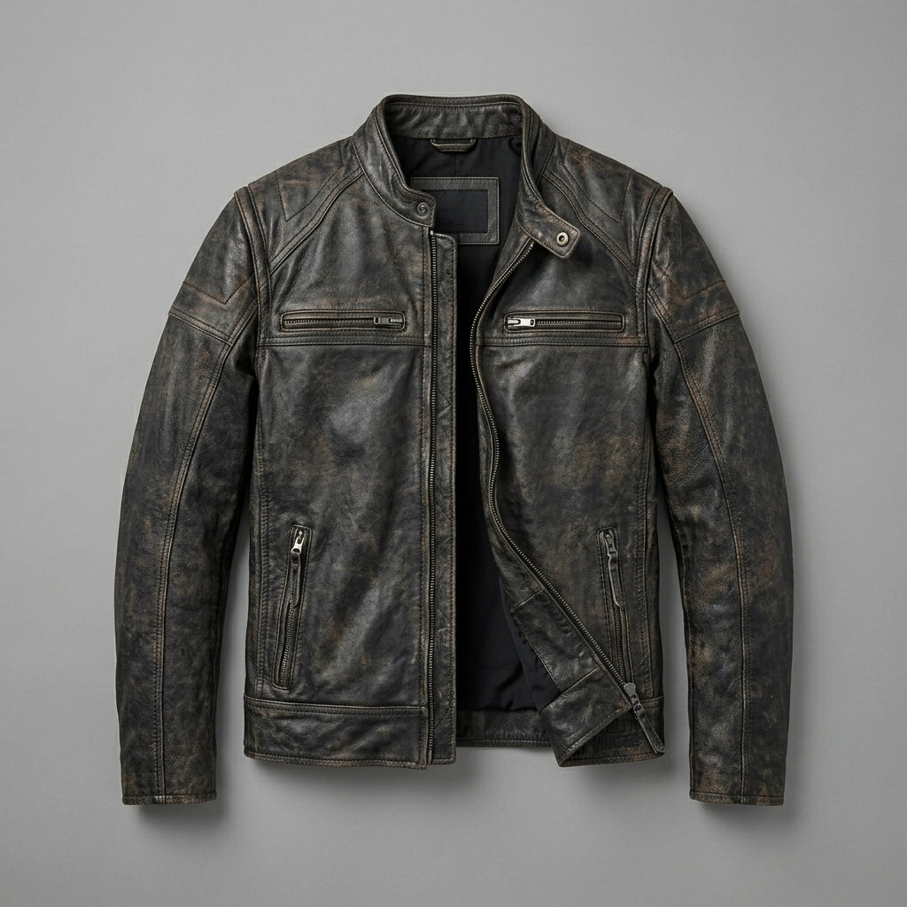 Men’s Harley-Davidson Style Heritage Embossed Leather Biker Jacket