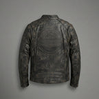 Men’s Harley-Davidson Style Heritage Embossed Leather Biker Jacket