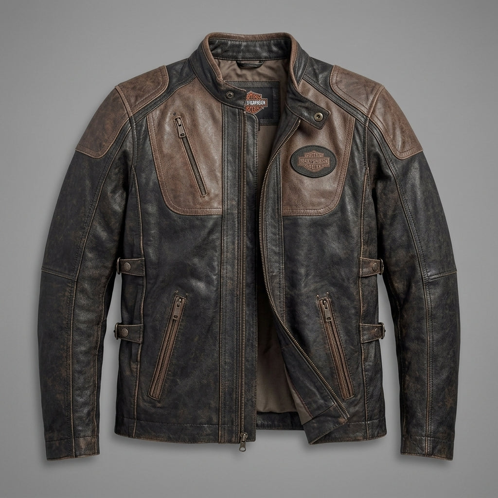 Men’s Harley-Davidson Style Eagle Wing Leather Biker Jacket