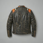Men’s Retro Stripe Leather Riding Jacket – Limited Edition Moto Style