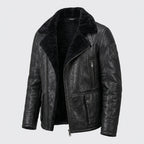 Men’s Black B3 Shearling Bomber Jacket – Premium Sheepskin Aviator Coat