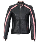 Hot Leathers Ladies Pink Riot Black Leather Motorcycle Jacket - JKL1022