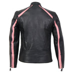 Hot Leathers Ladies Pink Riot Black Leather Motorcycle Jacket - JKL1022