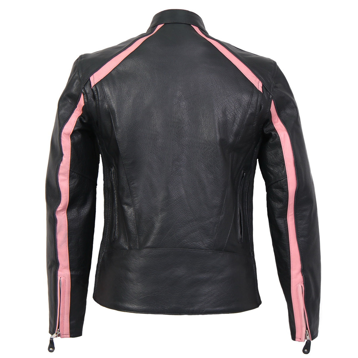Hot Leathers Ladies Pink Riot Black Leather Motorcycle Jacket - JKL1022