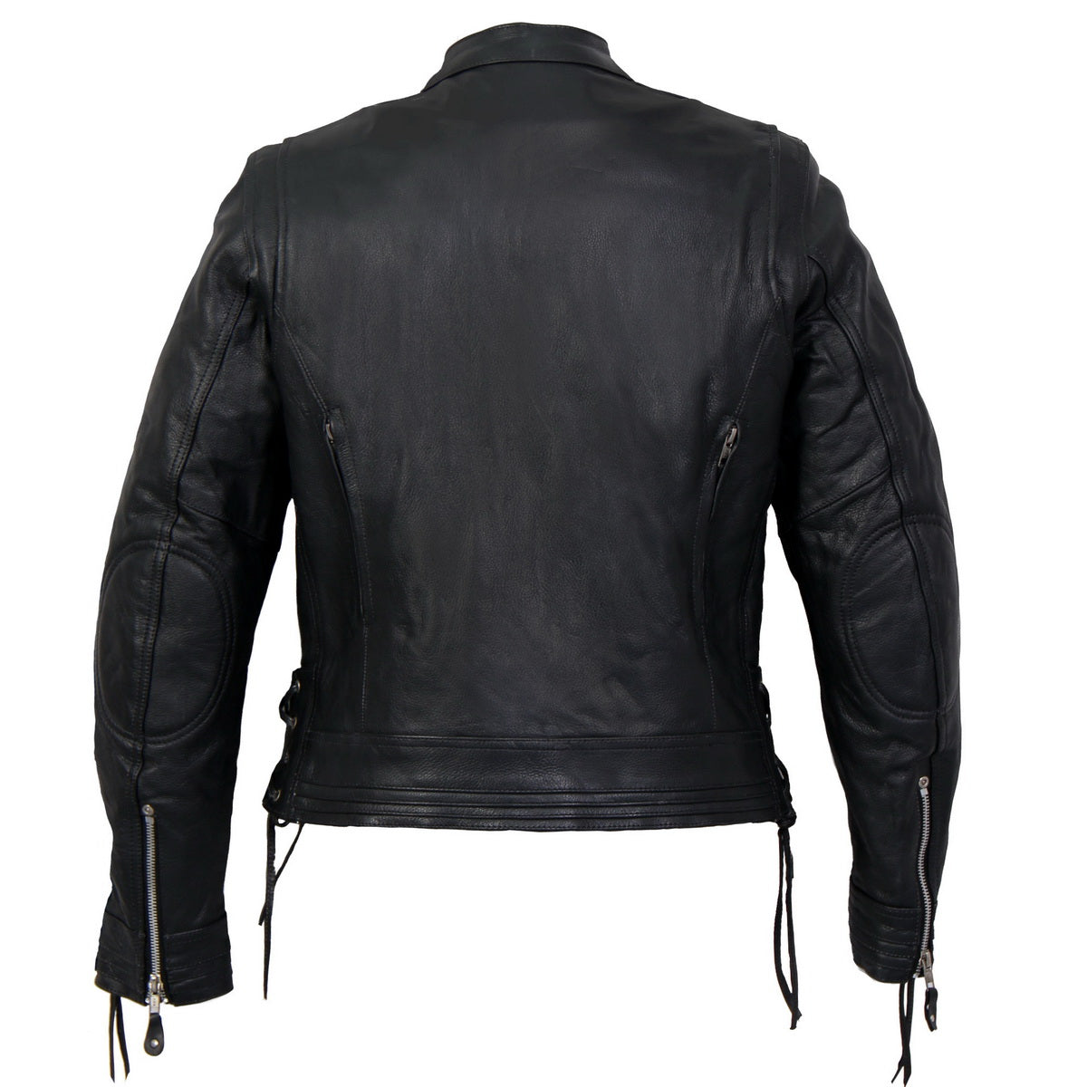Hot Leathers Ladies Crosslace Black Leather Motorcycle Jacket - JKL1025