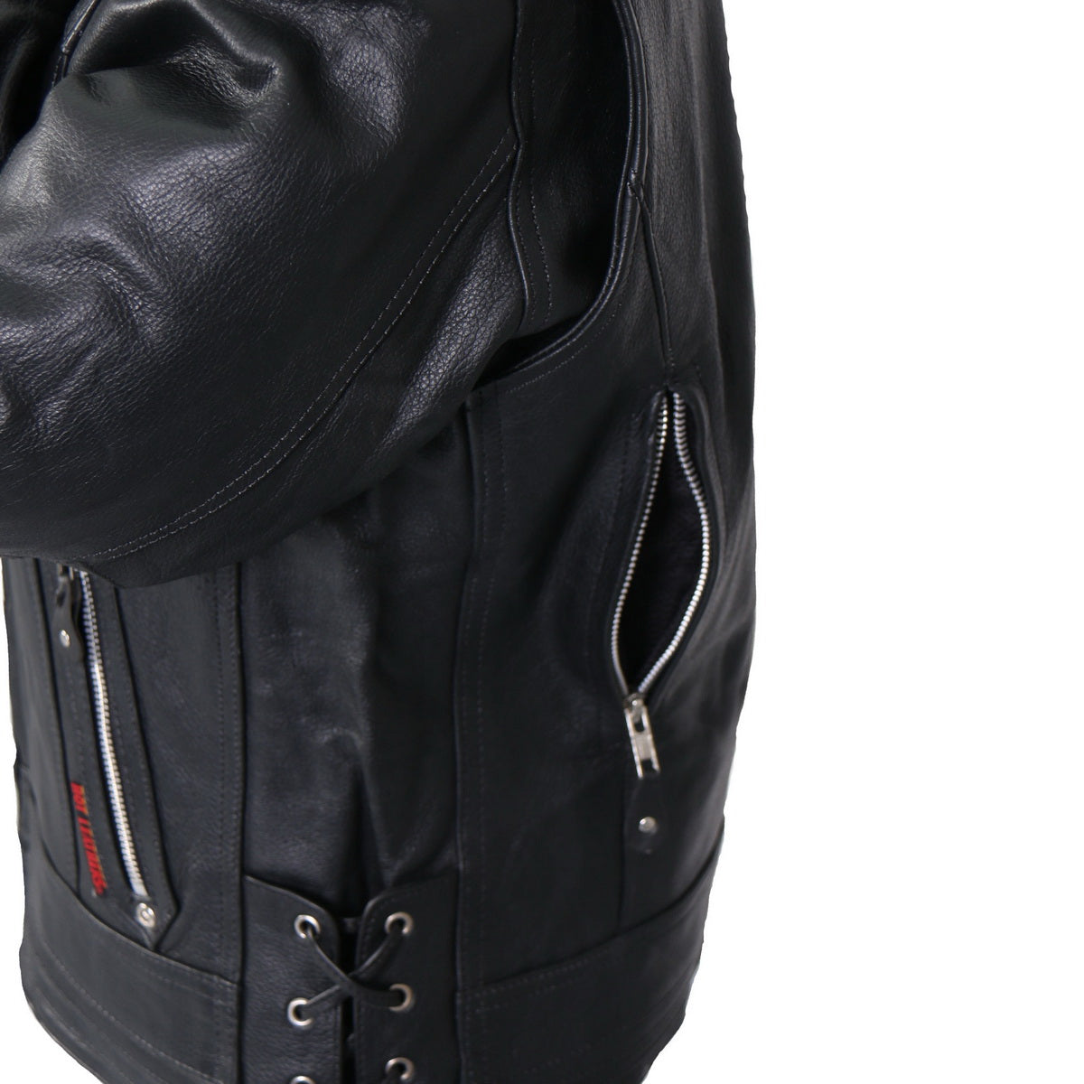 Hot Leathers Ladies Crosslace Black Leather Motorcycle Jacket - JKL1025