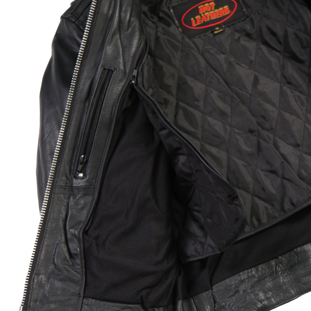 Hot Leathers Ladies Crosslace Black Leather Motorcycle Jacket - JKL1025