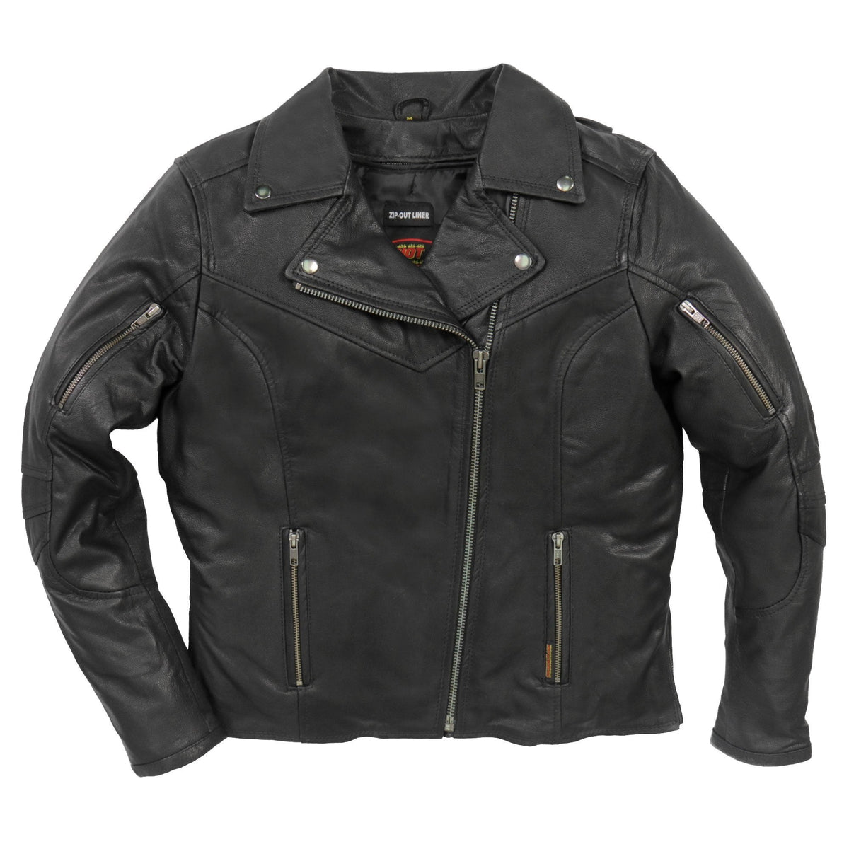 Hot Leathers Ladies Zip Shift Black Leather Motorcycle Jacket - JKL1029