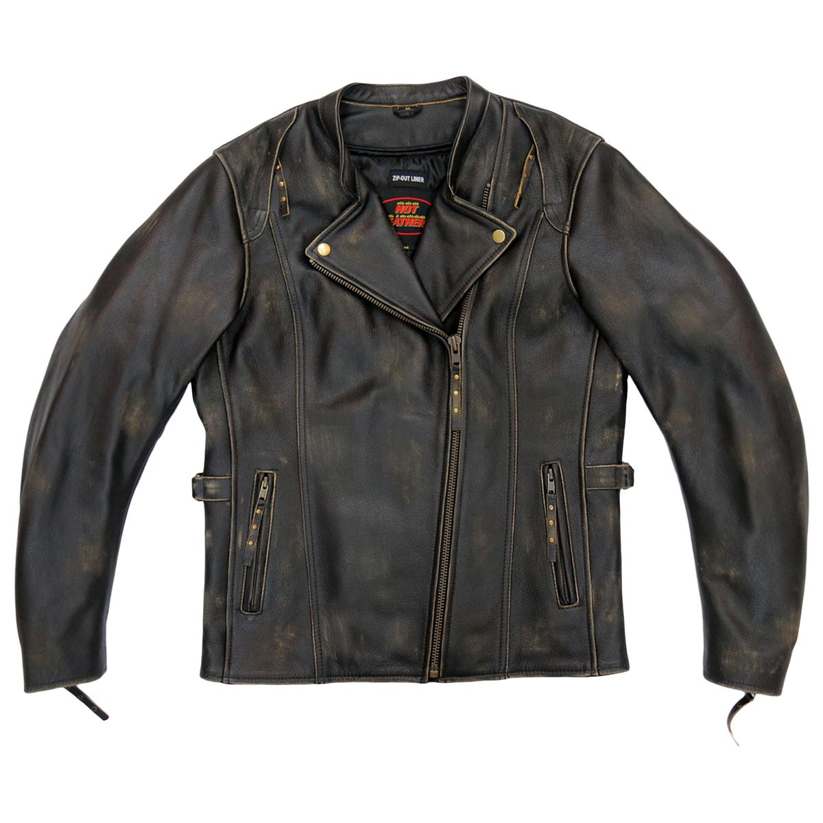 Hot Leathers Ladies Rust Reign Brown Leather Motorcycle Jacket - JKL1031