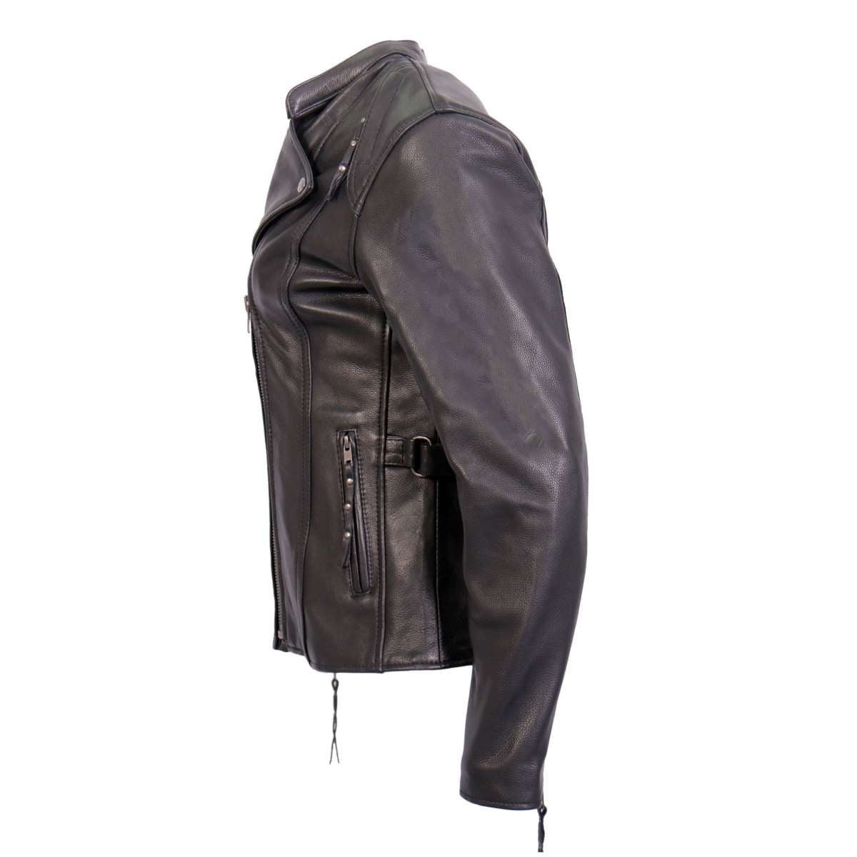 Hot Leathers Ladies Violet Static Black Leather Motorcycle Jacket - JKL1032