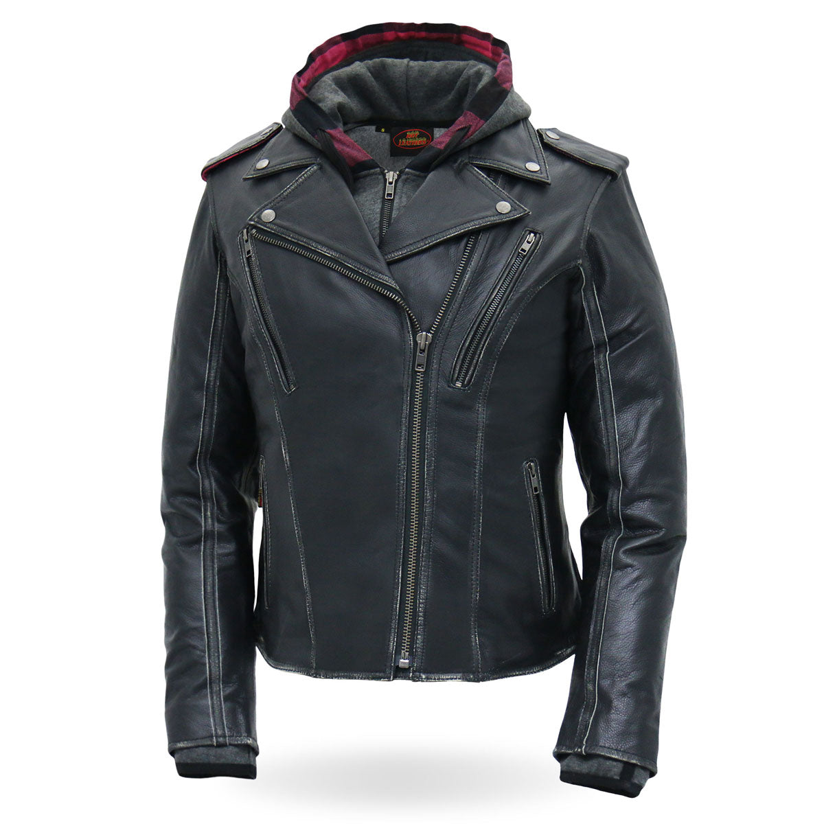 Hot Leathers Ladies Double Take Black Leather Motorcycle Jacket - JKL1033