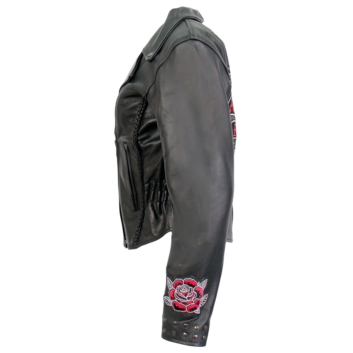 Hot Leathers Ladies Forever Free Black Leather Motorcycle Jacket - JKL2001