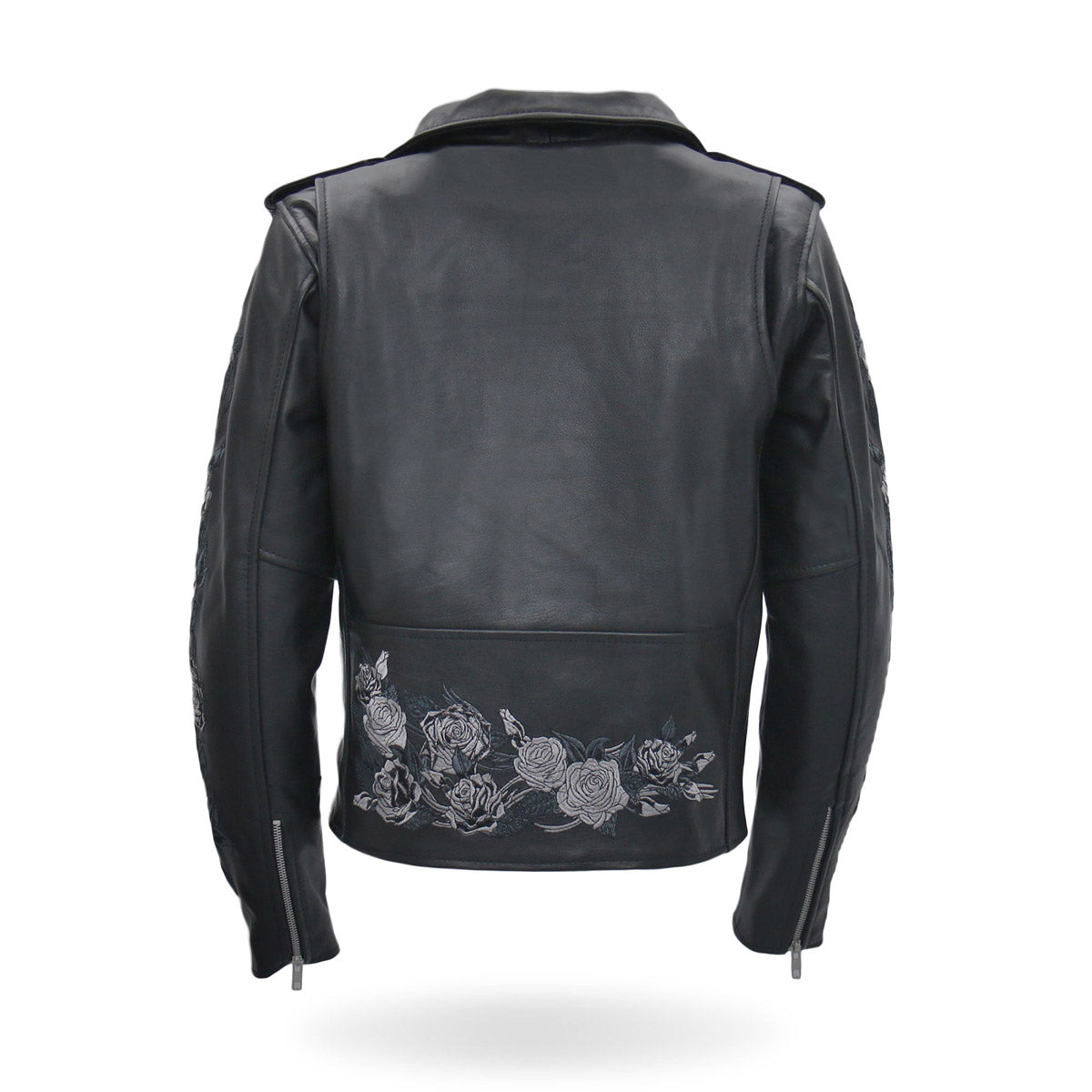 Hot Leathers Ladies Black Bouquet Black Leather Motorcycle Jacket - JKL2002