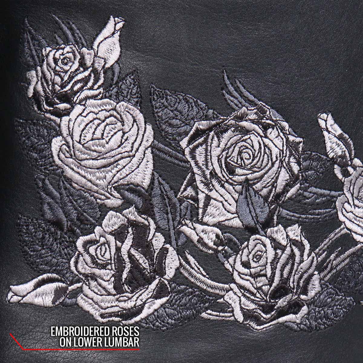 Hot Leathers Ladies Black Bouquet Black Leather Motorcycle Jacket - JKL2002