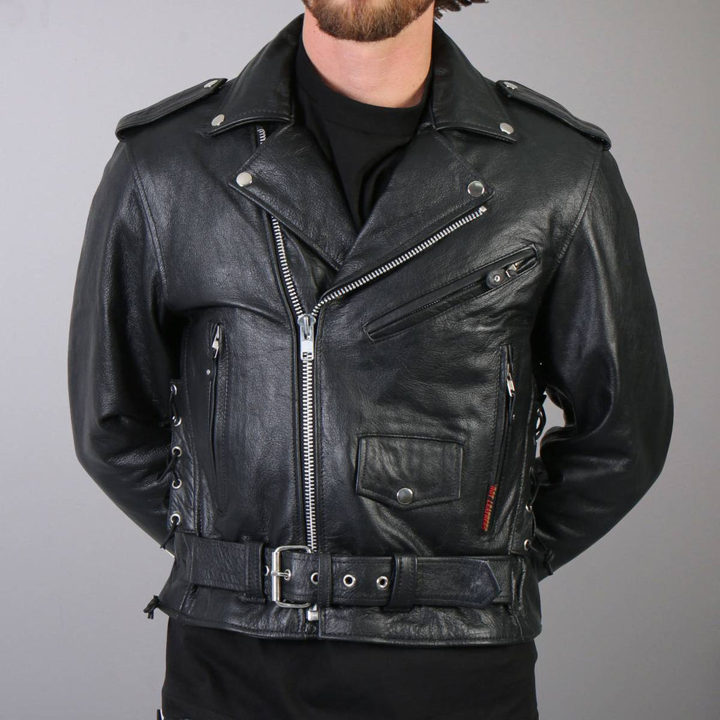 Hot Leathers Men's Old Guard Leather Motorcycle Jacket - JKM1002