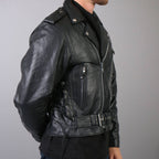 Hot Leathers Men's Old Guard Leather Motorcycle Jacket - JKM1002