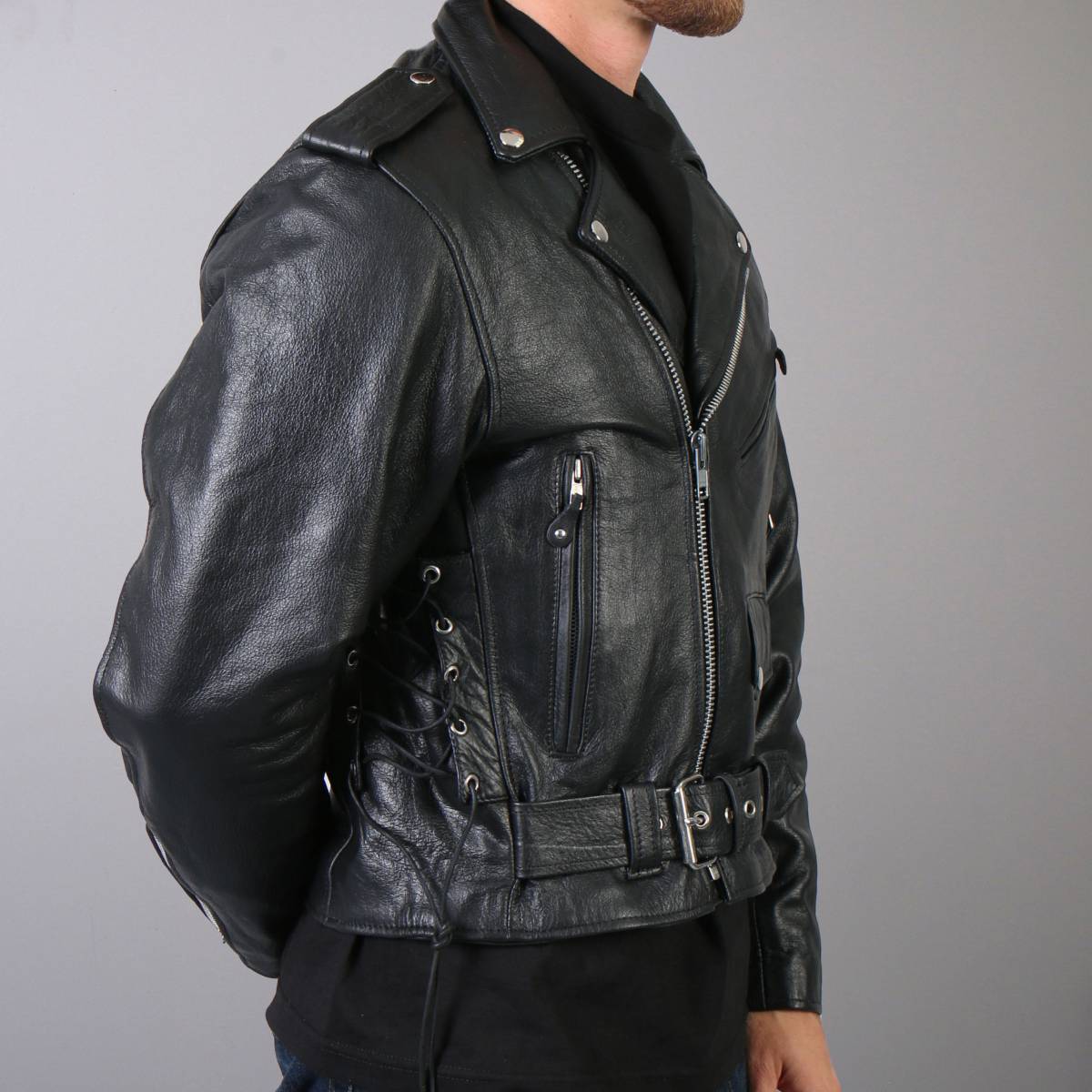 Hot Leathers Men's Old Guard Leather Motorcycle Jacket - JKM1002
