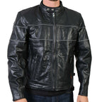 Hot Leathers Men's Nightline Scooter Leather Motorcycle Jacket - JKM1004