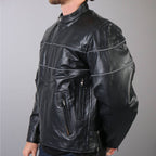 Hot Leathers Men's Nightline Scooter Leather Motorcycle Jacket - JKM1004