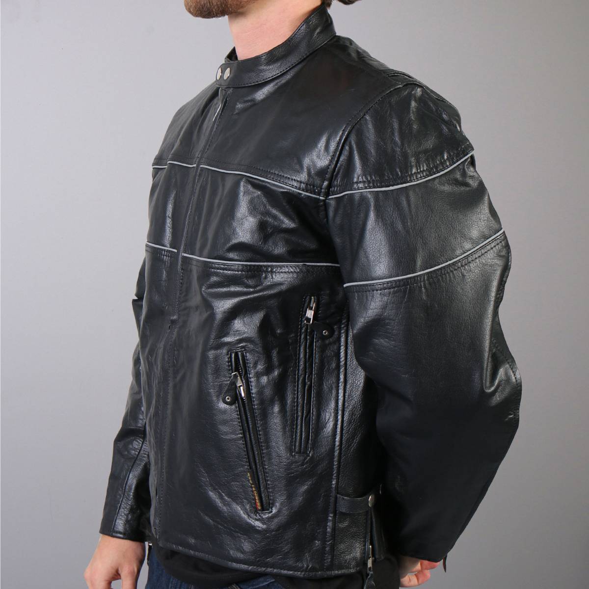 Hot Leathers Men's Nightline Scooter Leather Motorcycle Jacket - JKM1004