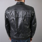 Hot Leathers Men's Nightline Scooter Leather Motorcycle Jacket - JKM1004
