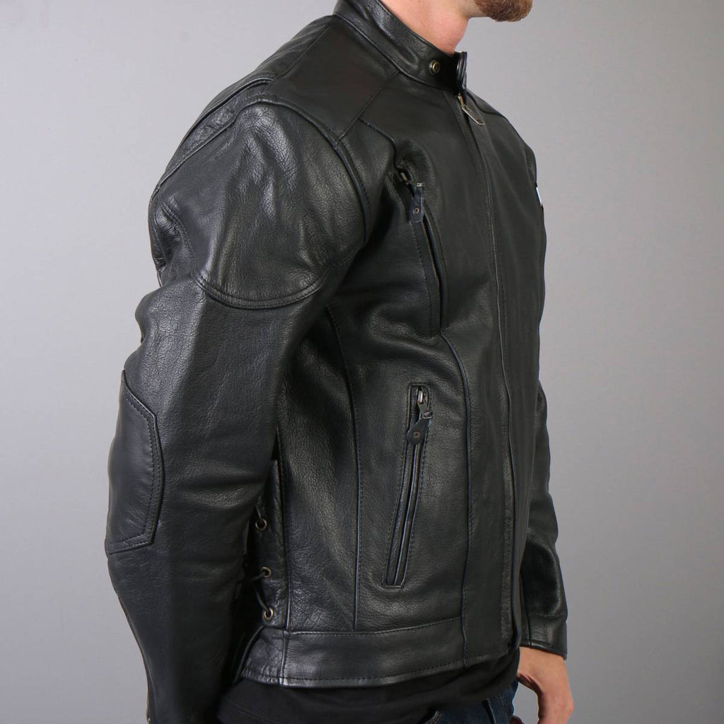 Hot Leathers Men's Iron Mile Leather Motorcycle Jacket - JKM1010