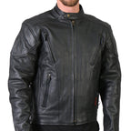 Hot Leathers Men's Iron Mile Leather Motorcycle Jacket - JKM1010