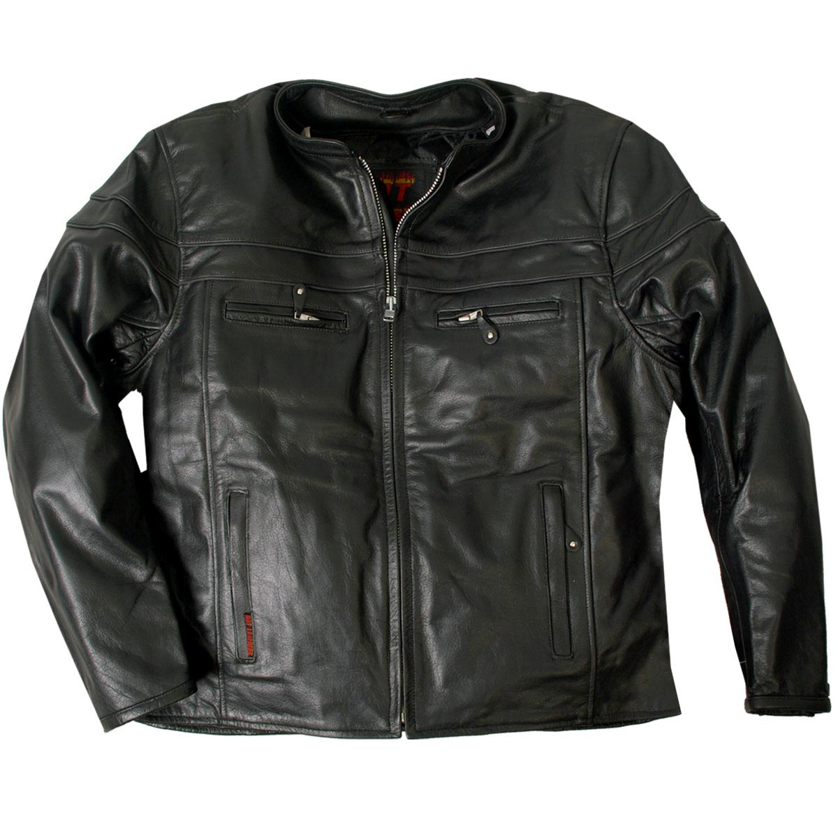 Hot Leathers Men's Twin Track Racer Leather Motorcycle Jacket - JKM1011