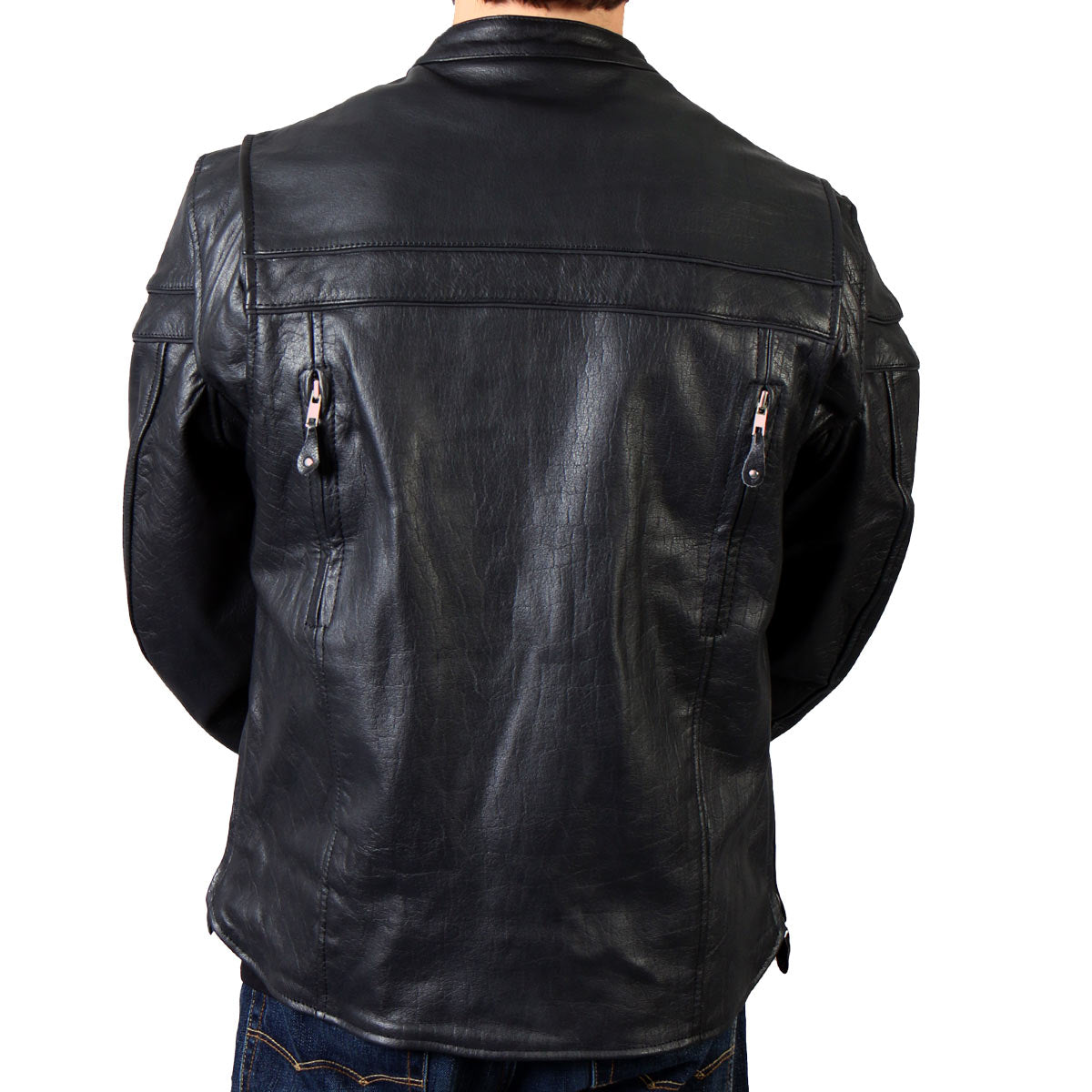 Hot Leathers Men's Twin Track Racer Leather Motorcycle Jacket - JKM1011